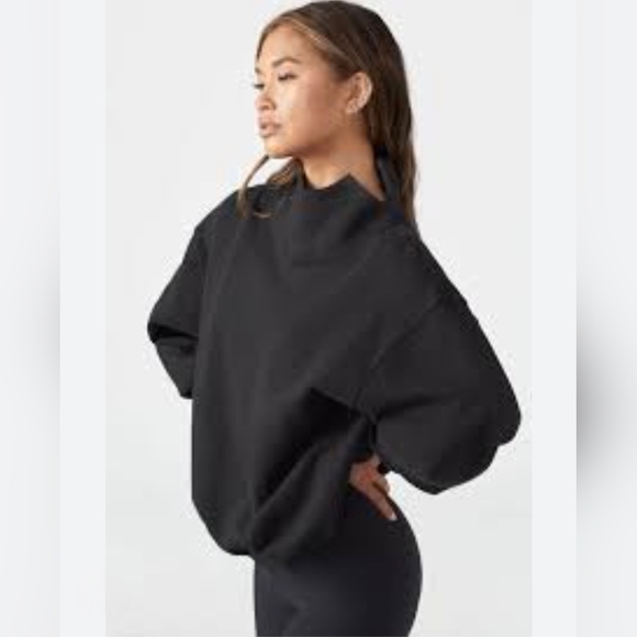 Joah Brown French Terry oversized black sweatshirt pullover - Picture 2 of 11